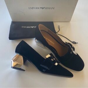 Emporio Armani 55mm Black Velvet Buckle heel